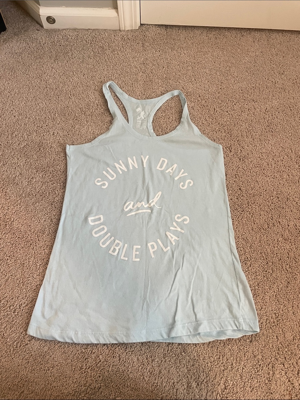 Light Blue Racerback Graphic Tank Top - Sunny Days Print
